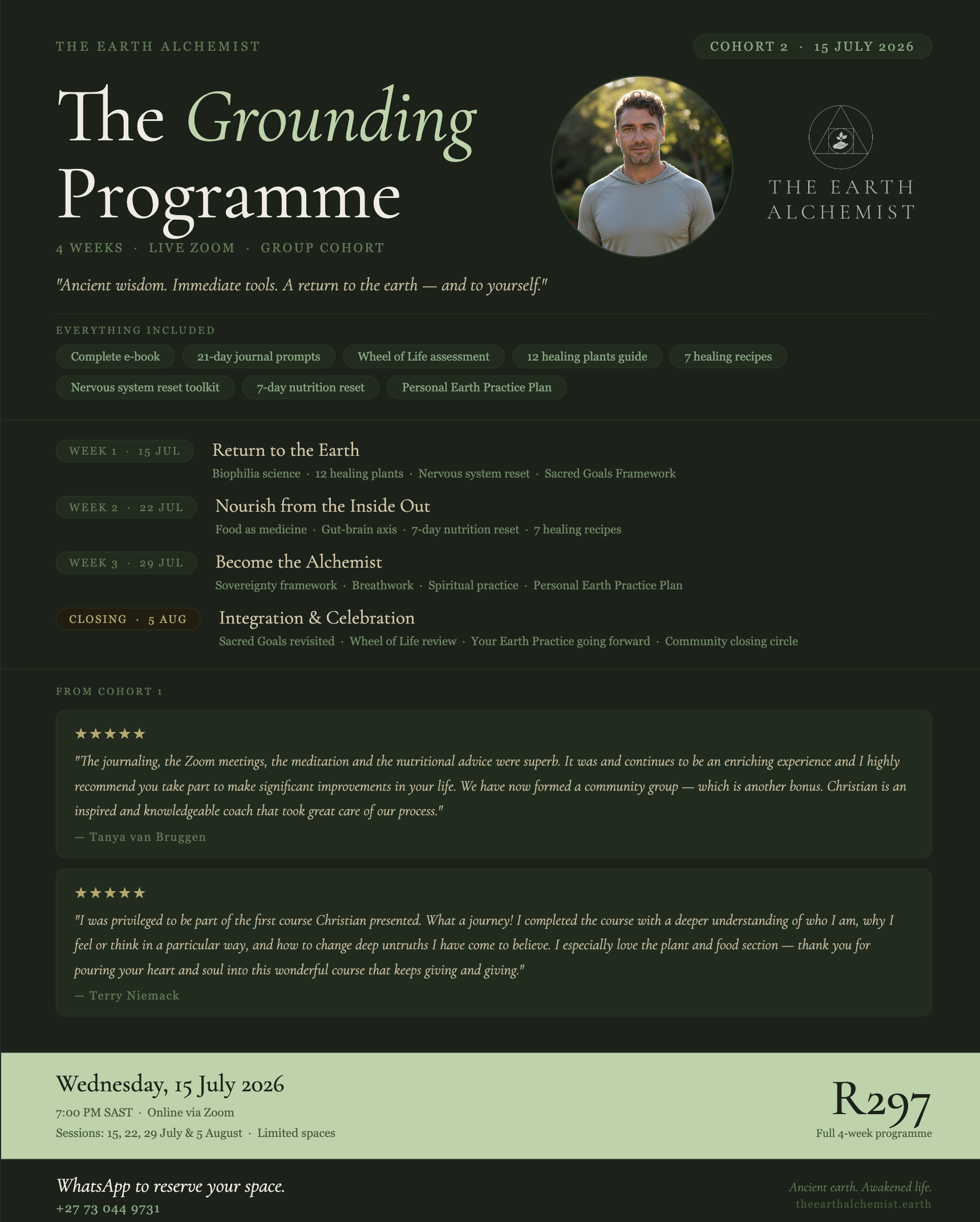 Flyer for The Grounding Programme launching on 15 July 2026.